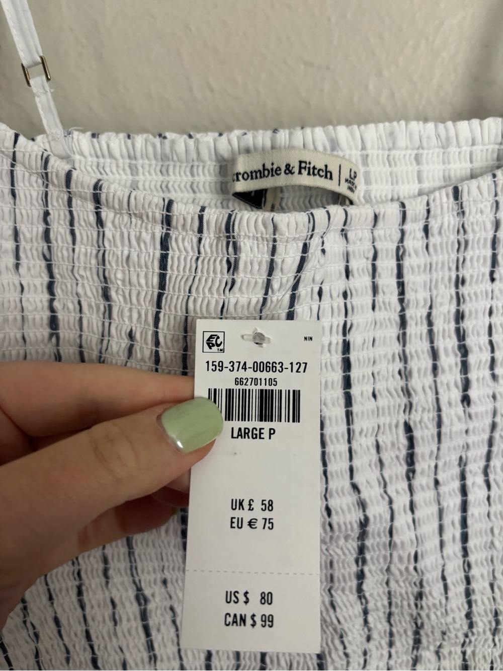 Abercrombie & Fitch Sydney Smocked Dipped waist Mini Dress L petite - Picture 8 of 8